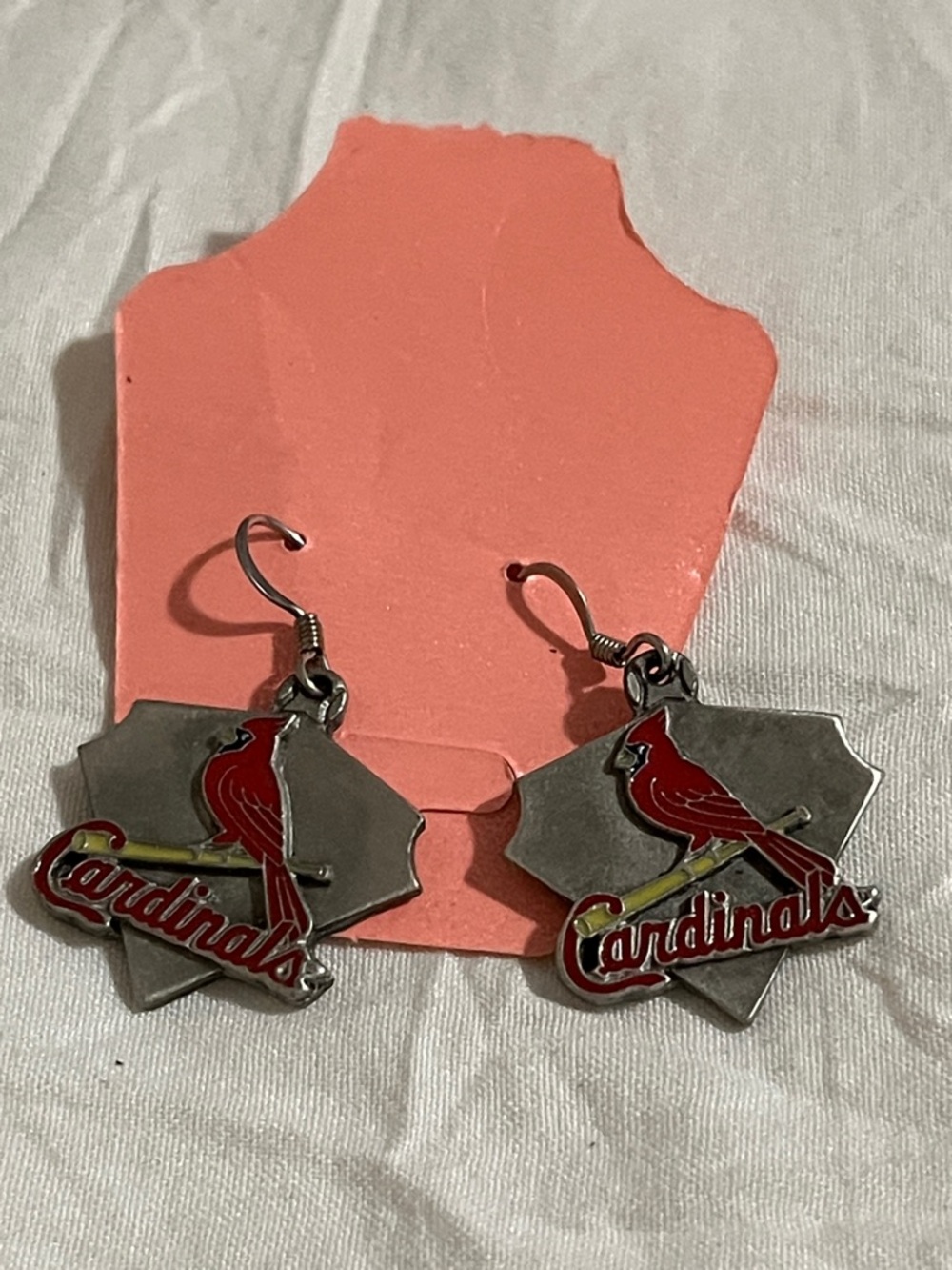 NFL Cardinals Red and Silver Logo Dangle Earrings